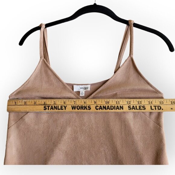 Aritzia Wilfred Free Vegan Suede Tan Slip Dress XS Spaghetti Straps Nori - Picture 9 of 10